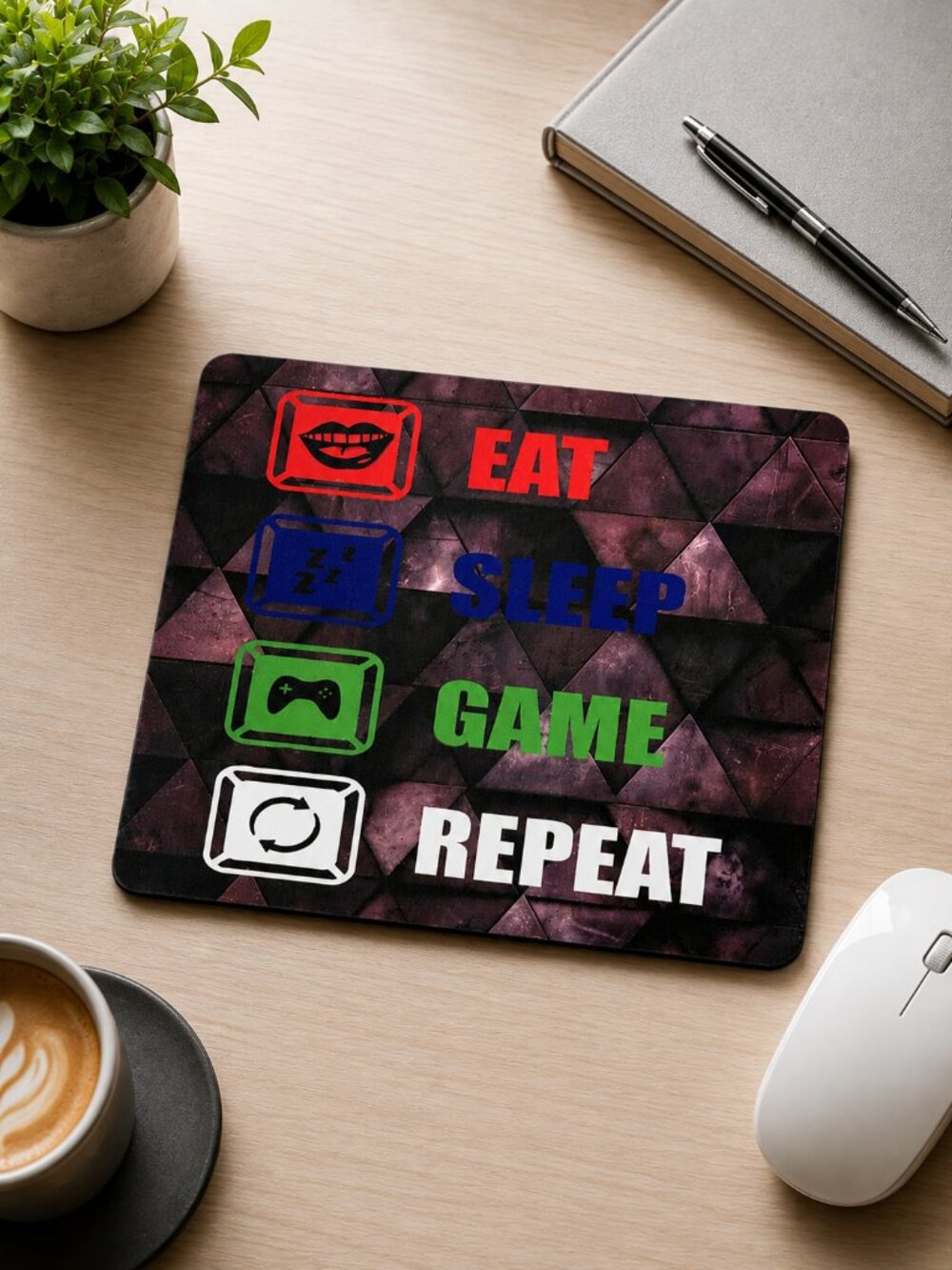 NWT Eat Sleep Game Repeat Mouse Pad – Gamer Desk Accessory Gift